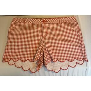 BeBop Short Shorts Womens Juniors Size 15 Red White Check Scalloped Hem